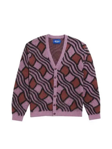 Awake New York Wavy Jacquard Mohair Cardigan Pink Rust - AWAKE NY - BALAAN 1