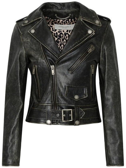 Inner Leopard Biker Jacket Black - GOLDEN GOOSE - BALAAN 2