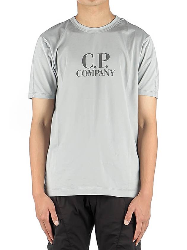 Men's Logo Print Short Sleeve T-Shirt Light Grey - CP COMPANY - BALAAN 2