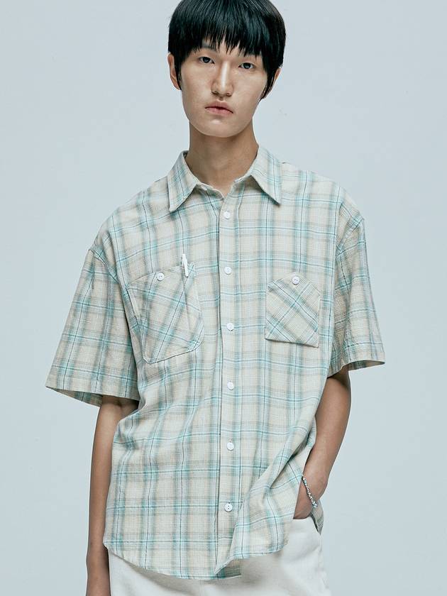 cig plaid two pocket work short sleeve shirt green - KND - BALAAN 4