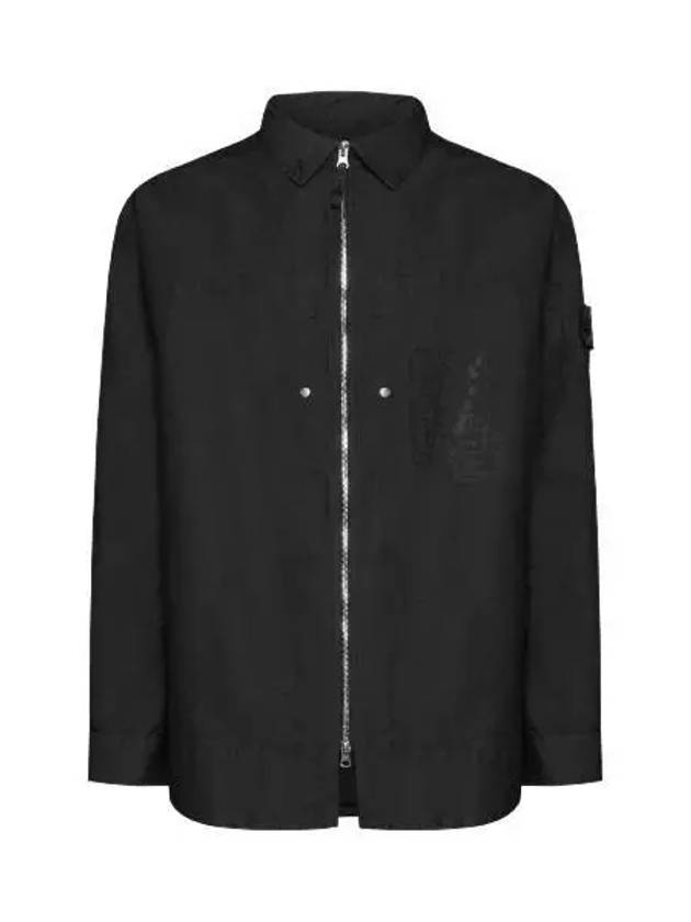 Shadow Project Hidden Badge Graphic Over Long Sleeve Shirt Black - STONE ISLAND - BALAAN 2