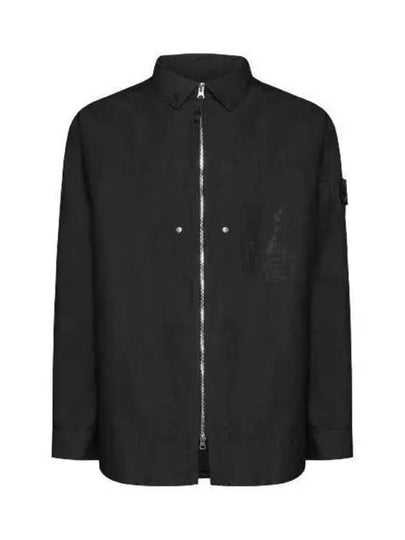 Shadow Project Hidden Badge Graphic Over Long Sleeve Shirt Black - STONE ISLAND - BALAAN 2