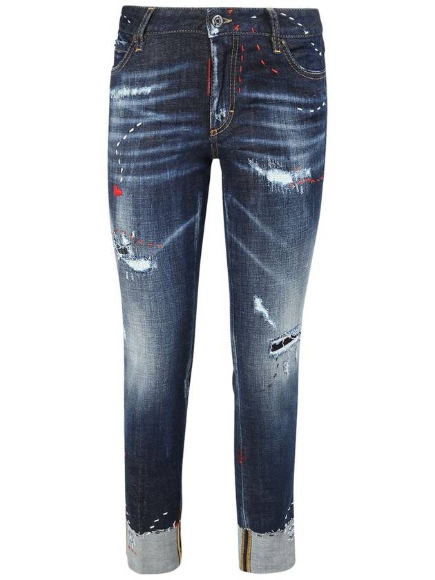 Women's Medium Waist Skinny Jeans Blue - DSQUARED2 - BALAAN 2