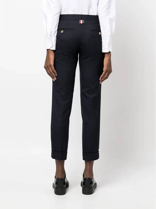 Cropped Tailored Twill Wool Skinny Straight Pants Navy - THOM BROWNE - BALAAN 5