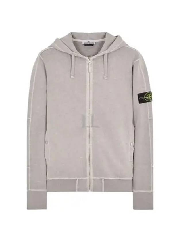 Logo Patch Cotton Zip Up Hoodie Lavender Gray - STONE ISLAND - BALAAN 2