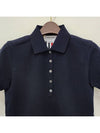 Classic Pique Center Back Stripe Relaxed Fit Short Sleeve Polo Shirt Navy - THOM BROWNE - BALAAN 5