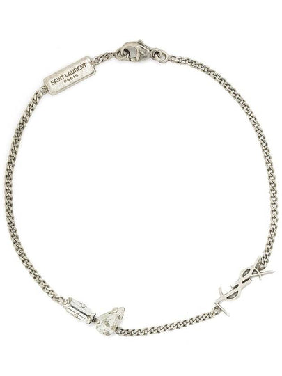 Opyum Charm Bracelet In Metal And Rhinestone Oxidized Silver - SAINT LAURENT - BALAAN 2