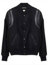 Women's Wool Varsity Bomber Jacket Black - SAINT LAURENT - BALAAN 2