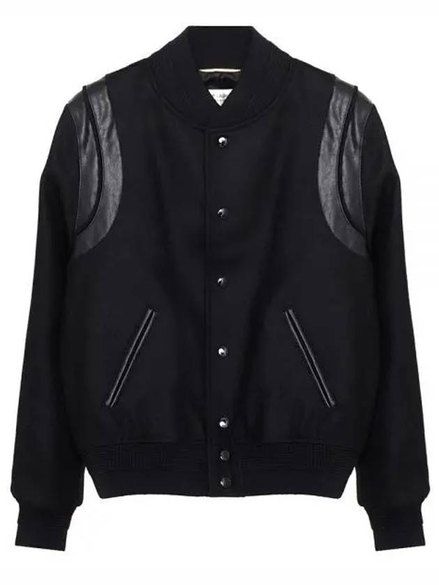 Women's Wool Varsity Bomber Jacket Black - SAINT LAURENT - BALAAN 2