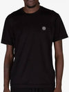 Organic Cotton Short Sleeve T-Shirt Black - STONE ISLAND - BALAAN 3