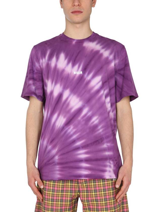 Logo Tie Dye Short Sleeve T-Shirt Purple - MSGM - BALAAN 2