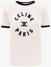 Flocking Logo Cotton Short Sleeve T-Shirt Cream - CELINE - BALAAN 1