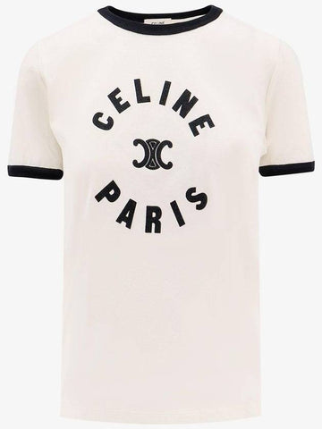 Cotton T Shirt WITH Flock Logo 2X14O671Q01CB B0651311280 - CELINE - BALAAN 1