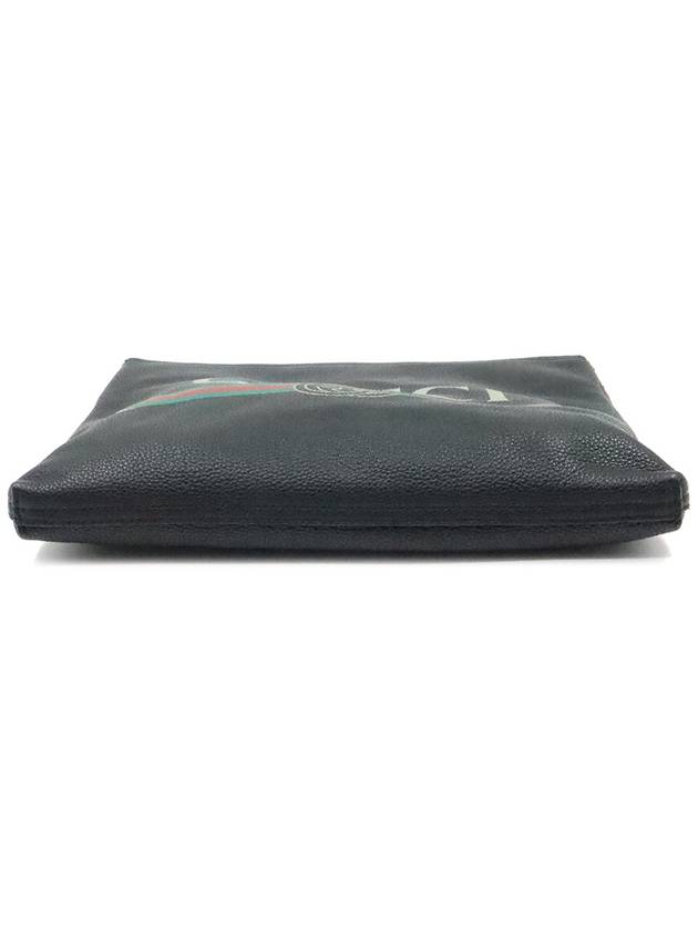 Women s Gucci 500981 Black Leather WEB Logo Print Portfolio Medium Clutch gt Pouch Gangbuk used luxury goods - GUCCI - BALAAN 7