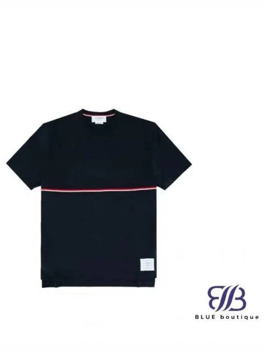 Midweight Jersey Short Sleeve T-Shirt Navy - THOM BROWNE - BALAAN 2