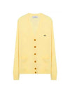 Men's Logo Wool V-Neck Cardigan Yellow - VIVIENNE WESTWOOD - BALAAN 1