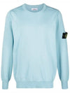 Wappen Patch Crew Neck Soft Cotton Knit Top Pastel Blue - STONE ISLAND - BALAAN 3