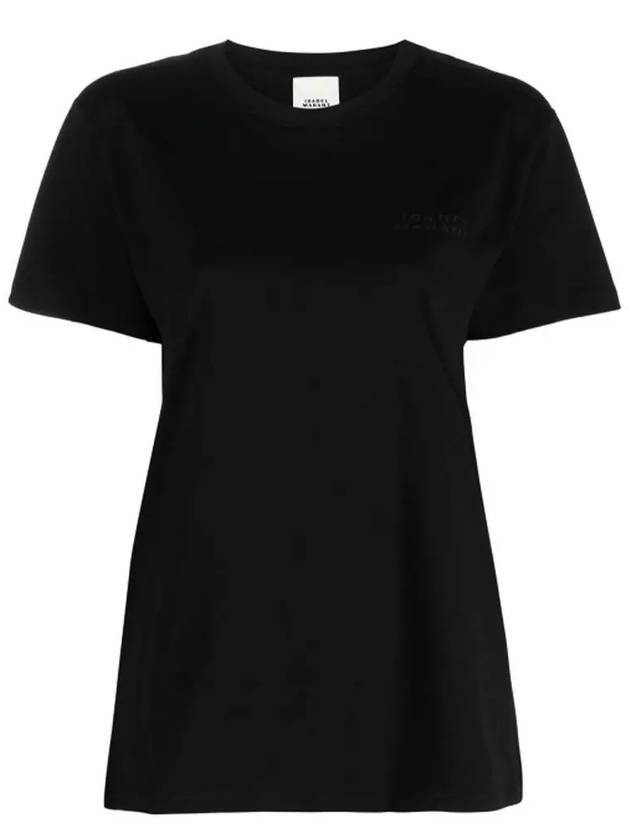 Vidal Embroidered Logo Cotton Short Sleeve T-Shirt Black - ISABEL MARANT - BALAAN 2