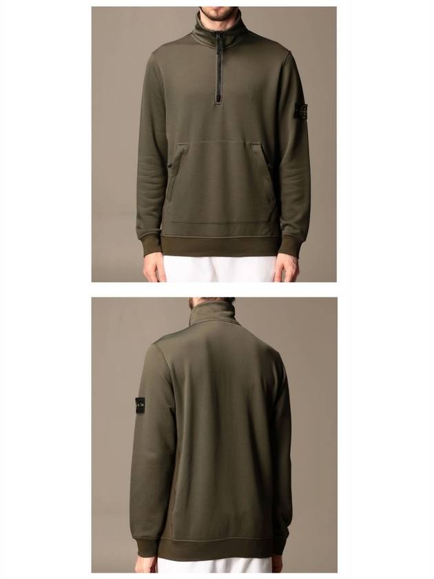 Men's Wappen Patch Half Zip-up Sweatshirt Green - STONE ISLAND - BALAAN 5