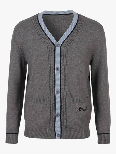 Drew Men s Jacquard Cardigan DM47KC32 GREY - DRUH GOLF - BALAAN 1