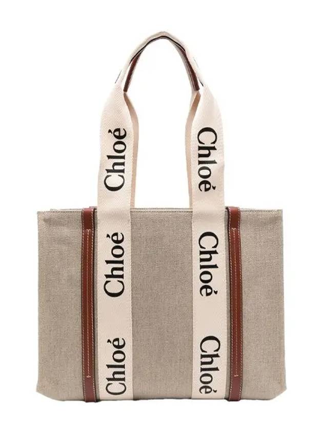 Woody Canvas Medium Tote Bag Brown - CHLOE - BALAAN 2