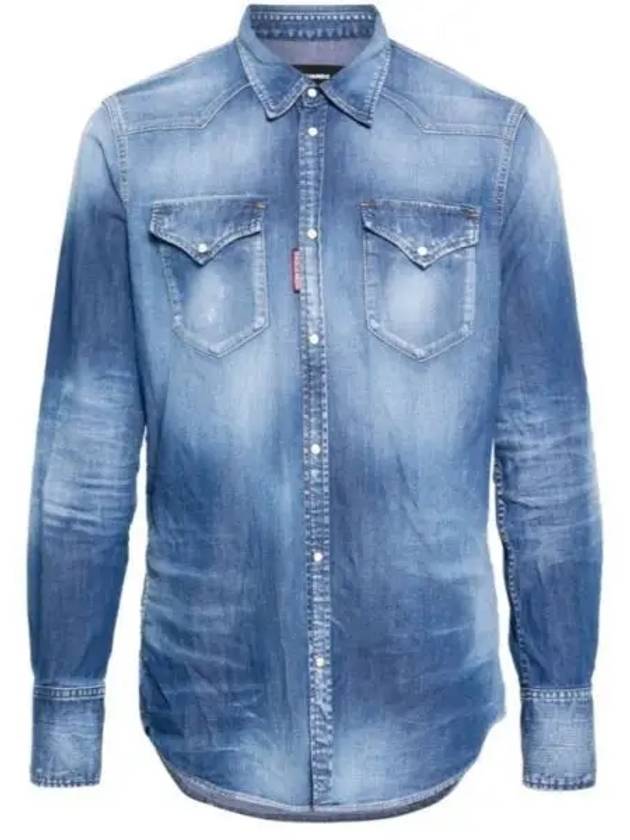 Denim Long Sleeve Shirt Blue - DSQUARED2 - BALAAN 2