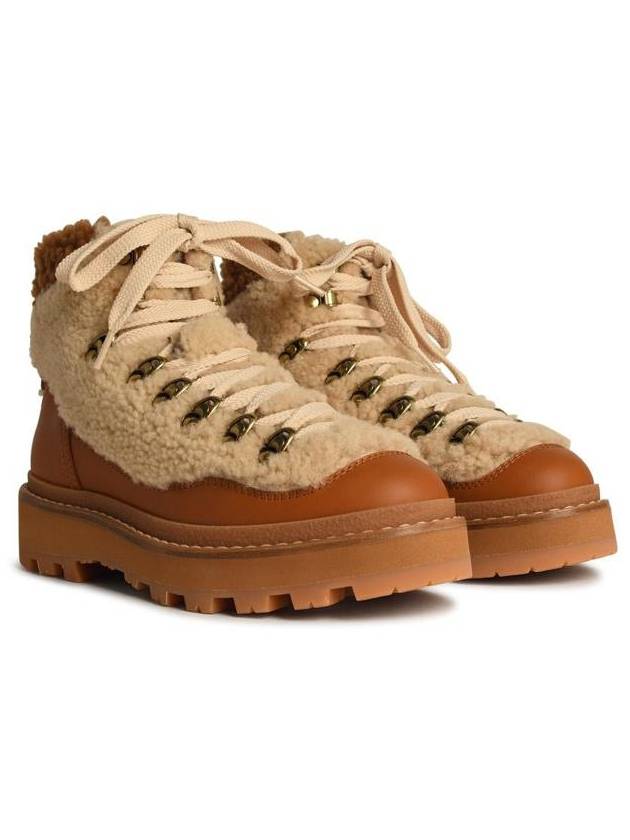 Moncler 'Peka' Beige Leather Boots - MONCLER - BALAAN 2