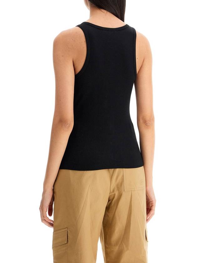 Ribbed Organic Cotton Sleeveless Black - GANNI - BALAAN 4