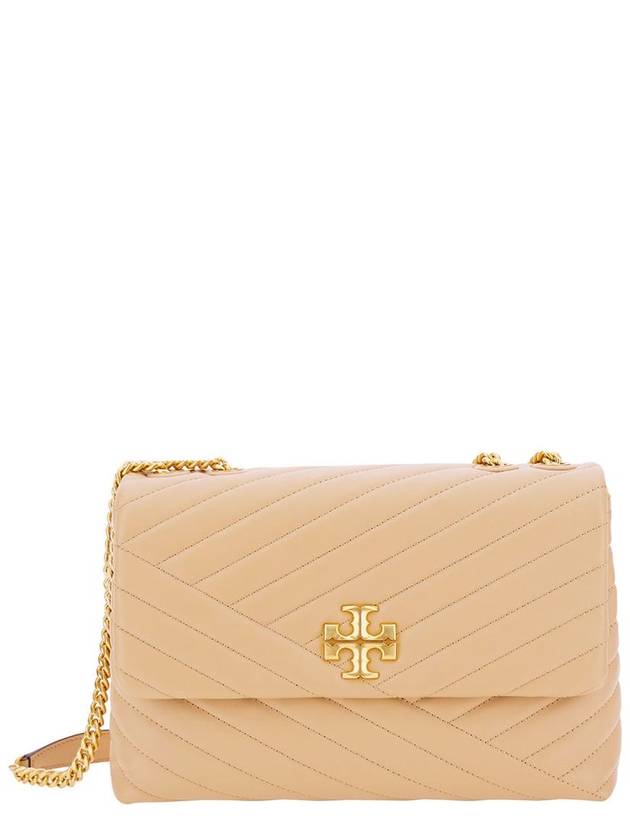 Kira Chevron Convertible Shoulder Bag Beige - TORY BURCH - BALAAN 2