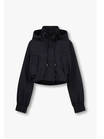 Women s Detachable Hooded Cropped Jacket Black - EMPORIO ARMANI - BALAAN 1