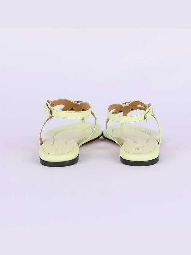 Double G Leather Flat Sandals Light Green - GUCCI - BALAAN 6