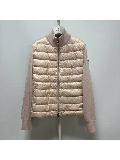 Logo Padded Wool Cardigan Pink - MONCLER - BALAAN 2