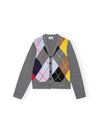 Argyle Pattern Cardigan Grey - GANNI - BALAAN 2