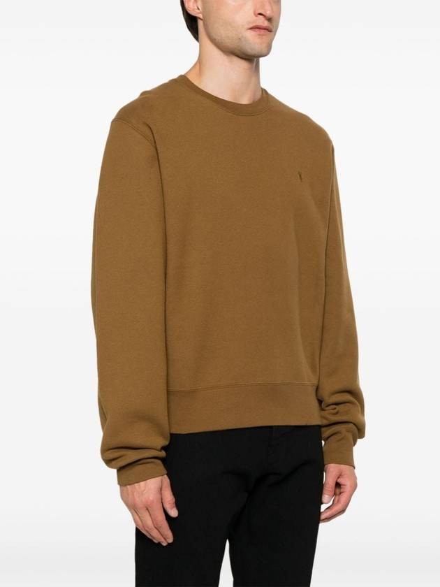 Embroidered logo knit top brown - SAINT LAURENT - BALAAN 4