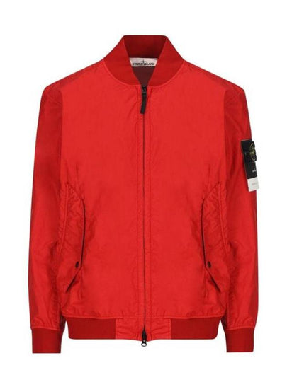 Men's Wappen Patch Zip-Up Bomber Jacket Red - STONE ISLAND - BALAAN 2