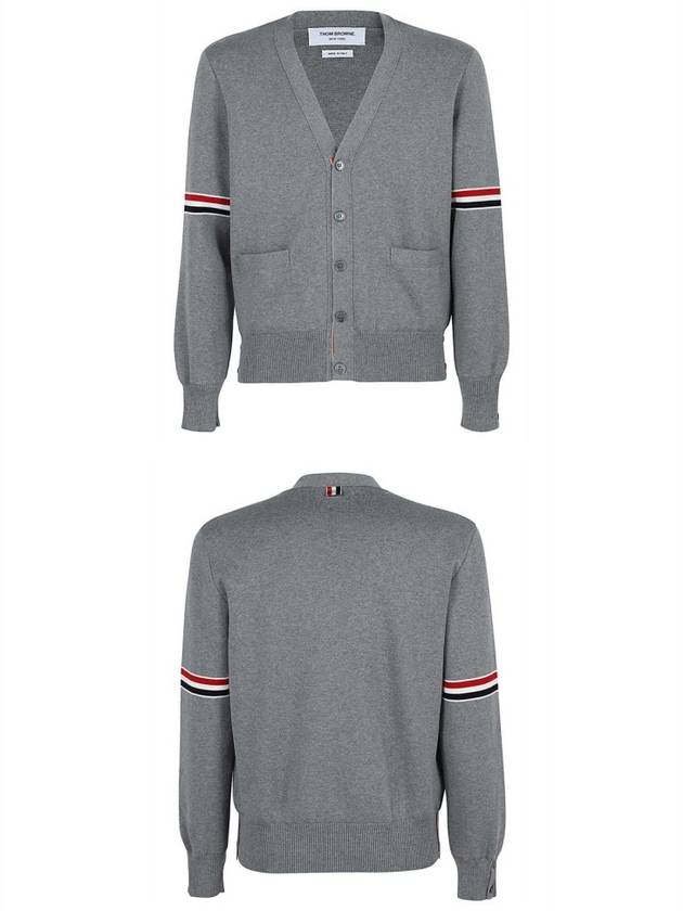 Milano Stitch Sprite Armband Cotton V-neck Cardigan Light Grey - THOM BROWNE - BALAAN 5