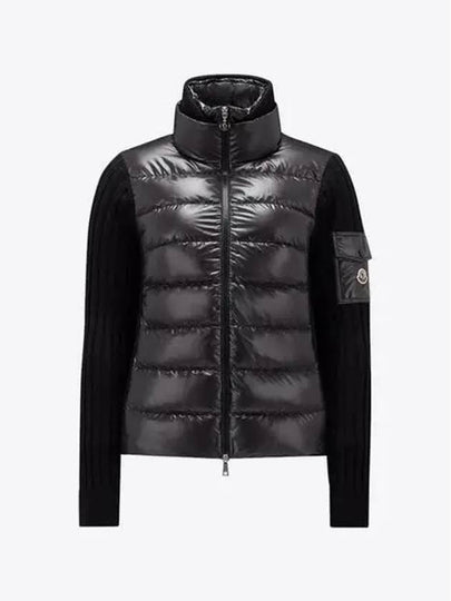 Padded Wool Cardigan Black - MONCLER - BALAAN 2