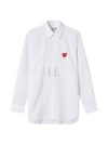 Men's Red Heart Long Sleeve Shirt White - COMME DES GARCONS - BALAAN 2