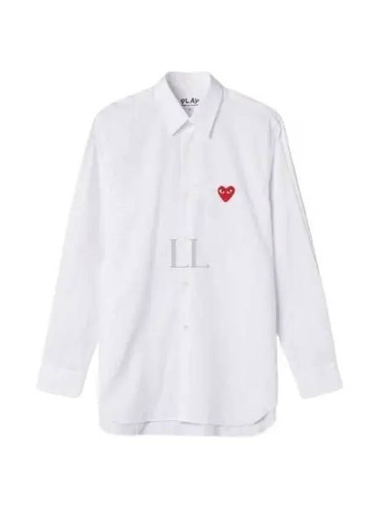 Men's Red Heart Long Sleeve Shirt White - COMME DES GARCONS - BALAAN 2