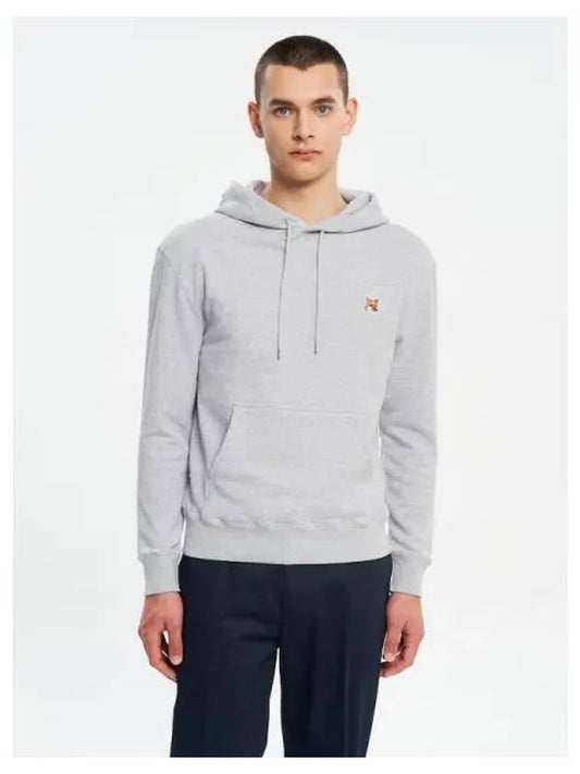 Men s Foxhead Patch Regular Hooded Sweatshirt Hoodie Light Gray Melange Domestic Product - MAISON KITSUNE - BALAAN 1