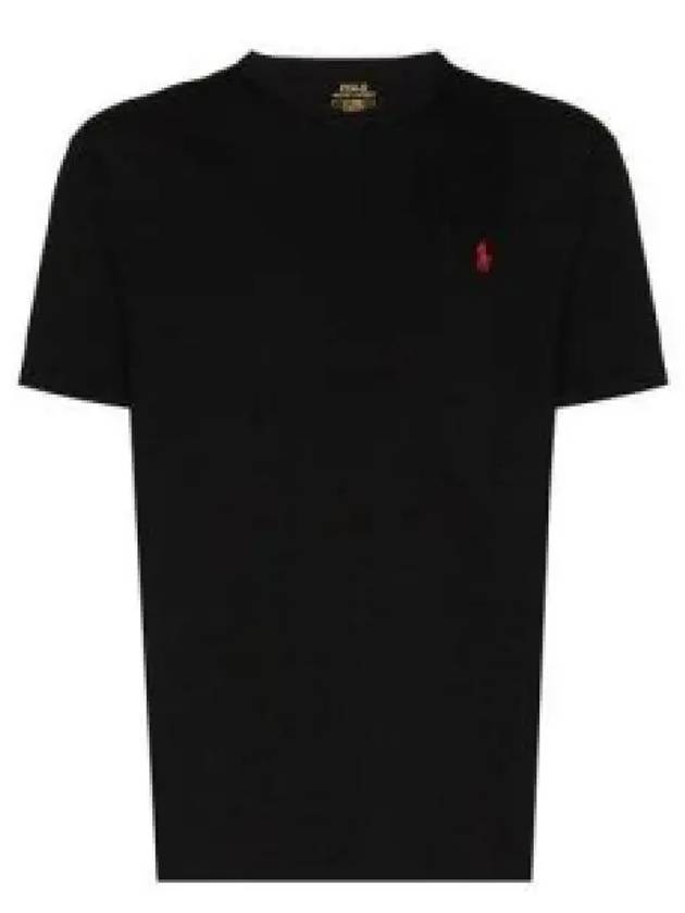 Men's Red Pony Embroidery Short Sleeve T-Shirt Black - POLO RALPH LAUREN - BALAAN 2