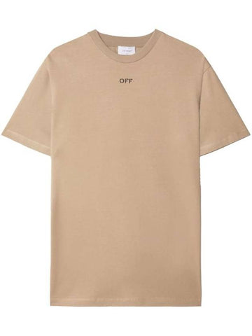 men's logo embroidery short-sleeved t-shirt beige - OFF WHITE - BALAAN 1