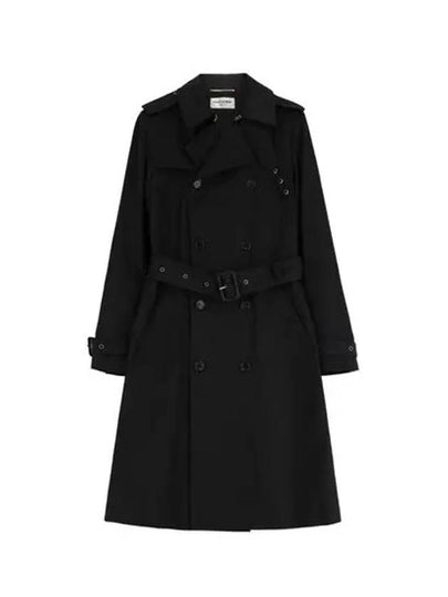 Gabardine Classic Saint Gabardine Trench Coat Black - SAINT LAURENT - BALAAN 2