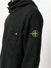 Garment Dyed Brushed Cotton Fleece Hoodie Black - STONE ISLAND - BALAAN 3