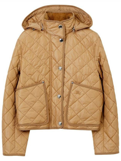 Women's Cropped Quilted Hoodie Jacket Archives Beige - BURBERRY - BALAAN 2