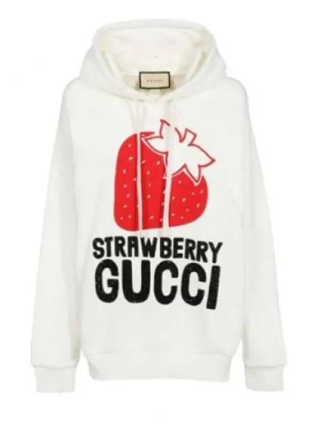 Strawberry Cotton Hoodie White - GUCCI - BALAAN 2