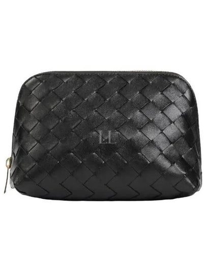 Intrecciato Calfskin Pouch Black - BOTTEGA VENETA - BALAAN 2