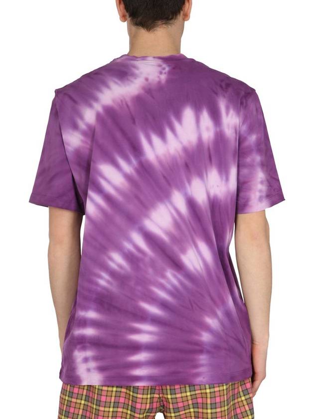 Logo Tie Dye Short Sleeve T-Shirt Purple - MSGM - BALAAN 4