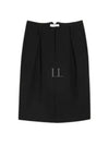 High-waist Midi H-line Skirt Black - AMI - BALAAN 2