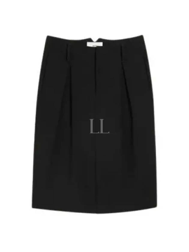 High-waist Midi H-line Skirt Black - AMI - BALAAN 2